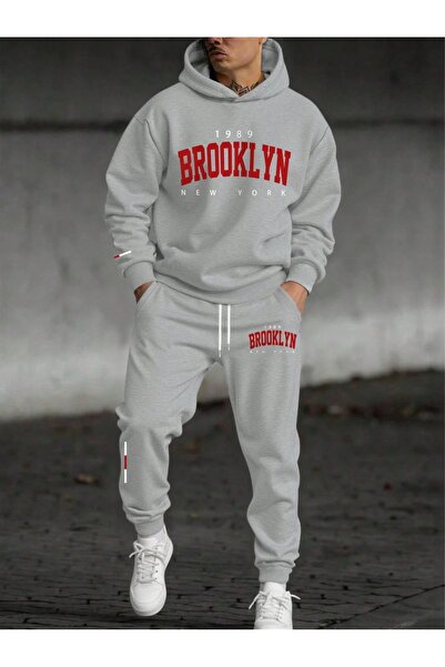 PAVRO Tracksuit Set Sweatshirt Jogger - Oversized Fleece-Lined Mixed Brokllyn Color Hooded