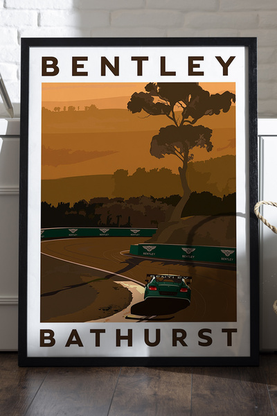 Duvarda Poster cu ramă din lemn negru Bentley, pictură murală cu mașini sport