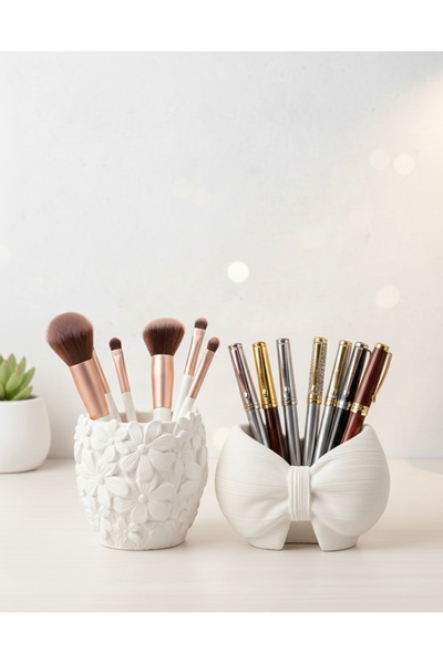 Markasız ucuz Hediyelik 2’li Dekoratif Set- Fiyonk Takı Düzenleyici, Kalemlik...