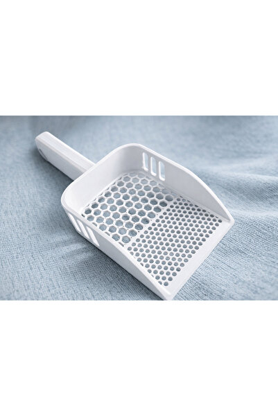 3DayıCrafts Kedi Kum Küreği – Beyaz | İnce Elekli, Dayanıklı, Askılı Kedi Tuv...