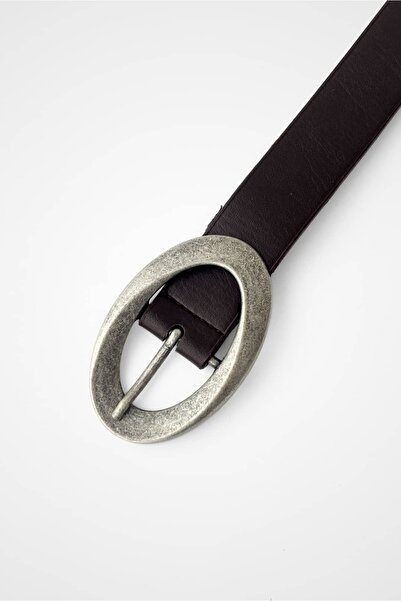 Yuka Atelier Faux Leather Oval Belt with Antique Buckle Detail