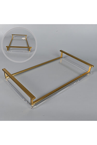 Generic Transparent Acrylic Serving Tray 45x28 cm with Copper Steel Frame