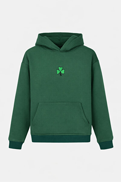 T SteepRockt Unisex Oversized Sweatshirt Khaki Green Hoodie 100% Cotton Soft Textured Embroidered Men Women