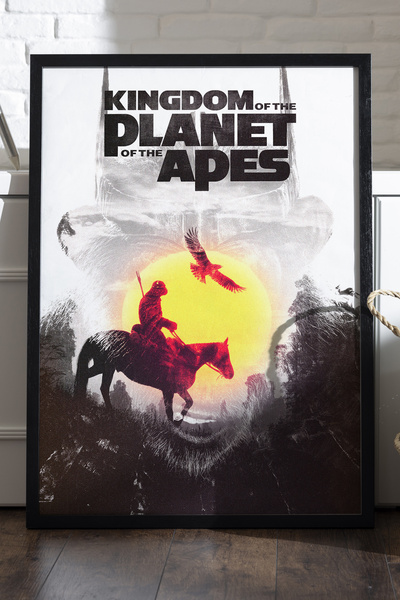 Duvarda Постер с черна дървена рамка „Побегът от маймуните“, филмова картина ...