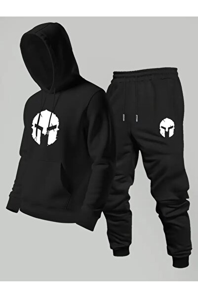 Massgai Unisex  Printed Hooded Oversized Bottom-Top Set Jogger Cotton Tracksuit Set