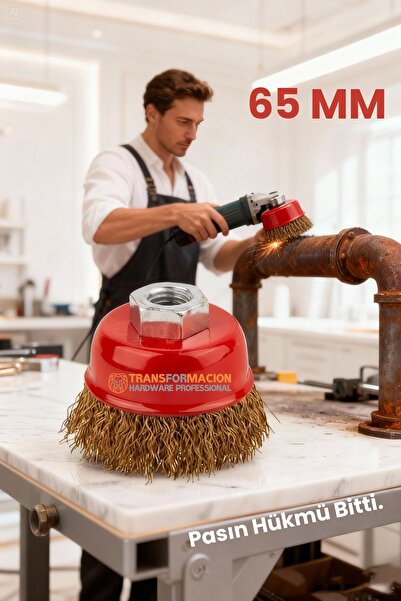 Transformacion M14 Uyumlu Çanak Tel Fırça 65 mm Profesyonel Pas Sökücü Yüzey ...