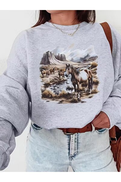 l'eivor Doğa & at Printed Women's Crew Neck Sweatshirt