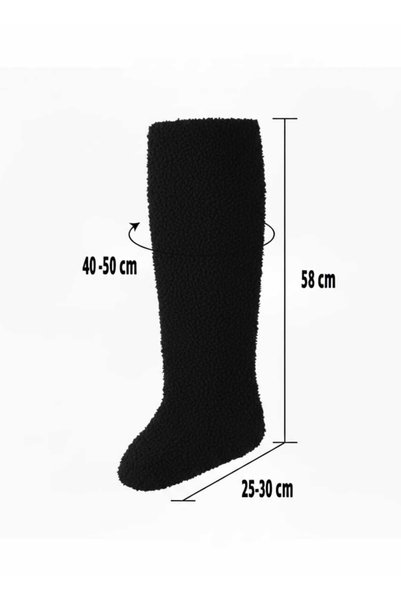 aydenahome Wellsoft Plush Over-The-Knee Home Socks Long Socks Booties Winter Unisex Anthracite Gray