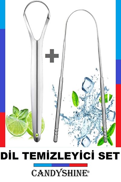 CandyShine Dil Temizleyici Dil Sıyırıcı Premium Paslanmaz Çelik 2 li Set