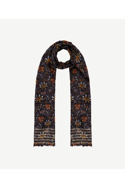 Yargıcı Çiçek Desenli Yün Şal