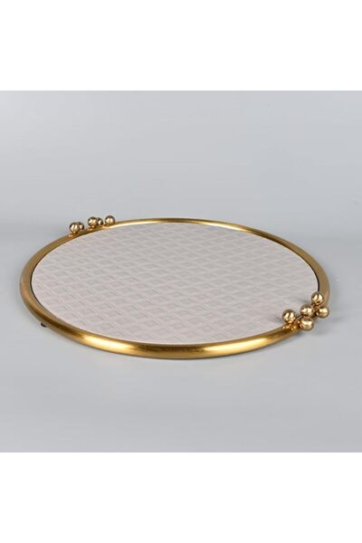 Generic Round serving tray in dark gray leather, 43 cm. Elegant serving tray ...