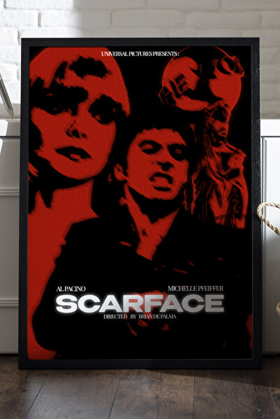 Duvarda Scarface crni drveni poster u ramu, filmska zidna umetnost