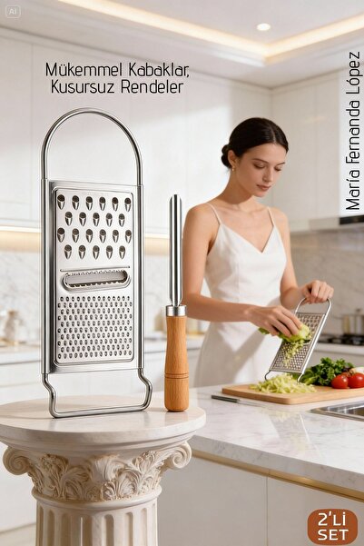 Transformacion Paslanmaz Çelik El Rendesi ve Ahşap Saplı Kabak Oyacağı - 2'li...