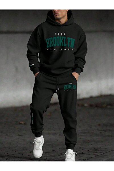 PAVRO Tracksuit Set Sweatshirt Jogger - Oversized Fleece-Lined Mixed Brokllyn Color Hooded
