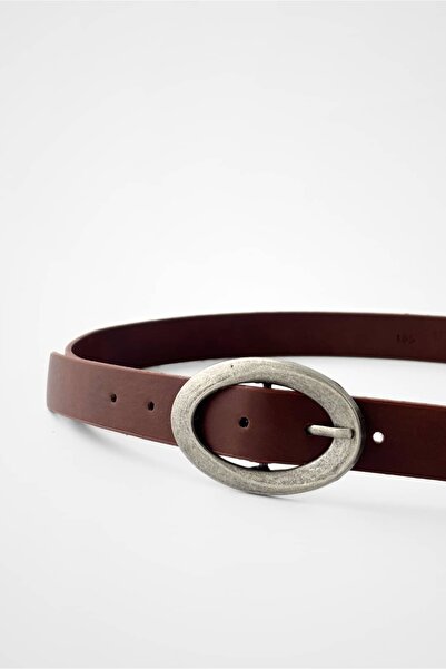 Yuka Atelier Faux Leather Oval Belt with Antique Buckle Detail