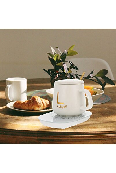 MHT كوب مع سخان - كوب كهربائي مع طاولة تسخين لحفظ الحرارة، طقم كوب وملعقة من ...