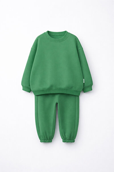 fasardi Унісекс дитячий оверсайз спортивний костюм – велосипедна комір 3 нитк...