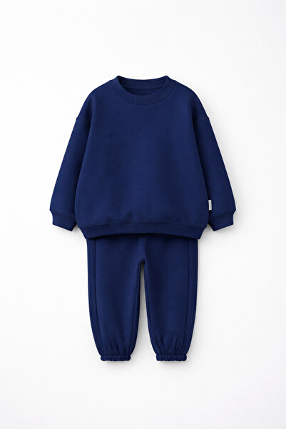 fasardi Унісекс дитячий оверсайз спортивний костюм – велосипедна комір 3 нитк...