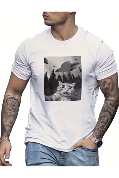 LELVANİ Cute Cat Printed Pattern T-Shirt