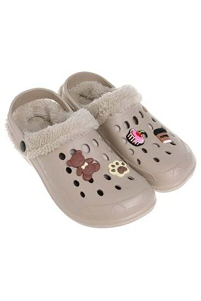 Tessari Winter Slippers Beige with Fur & Pins for Women