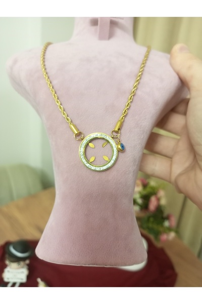 AYKE AKSESUAR Çelik Çeyrek Takılan Burgu Zincirli Kolye