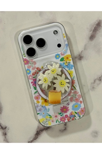 HYPERSOFT Iphone 16 Pro Max (6.9 inç) Uyumlu Stant Olabilen Popsocketli Desen...