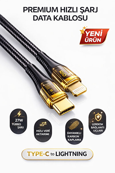 RİOTECH MOBILE İphone 8 9 10 11 12 13 14 uyumlu Type-C to Lightning 27W Hızlı...