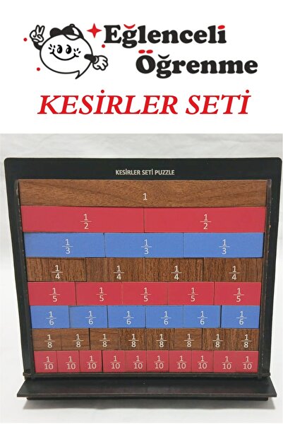 turuncufabrika Ahşap Kesirler Seti Puzzle – Montessori Eğitici Matematik Oyun...