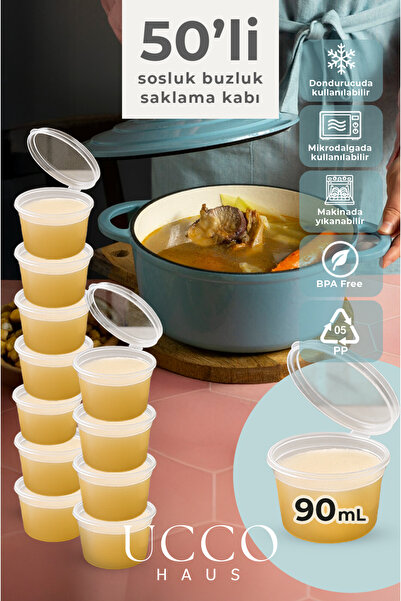 UCCO 50 Pieces 90 ml Leakproof Sauce Cups with Lids Ice Cream Storage Containers, Broth, Bone Broth Kitchen Organizer