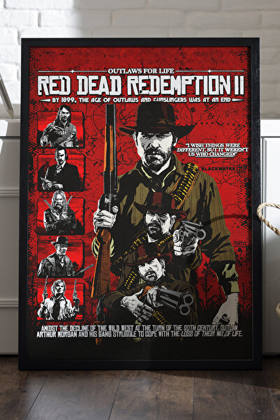 Duvarda Red Dead Redemption Siyah Ahşap Çerçeveli Poster, Dekoratif Oyun Duva...