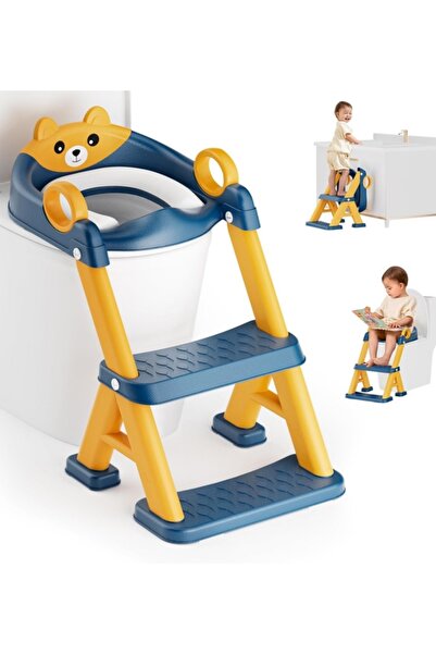TAKHTEELA مقعد تدريب على استخدام النونية، مرحاض تدريب على استخدام النونية 2 في 1 للأطفال، وسادة مانعة للانزلاق وواقية من الرذاذ، كرسي متدرج