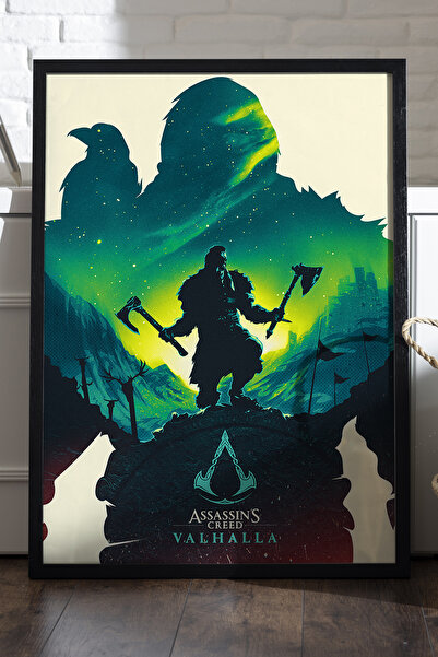 Duvarda Poster cu ramă din lemn negru Assassin's Creed Valhalla, pictură deco...