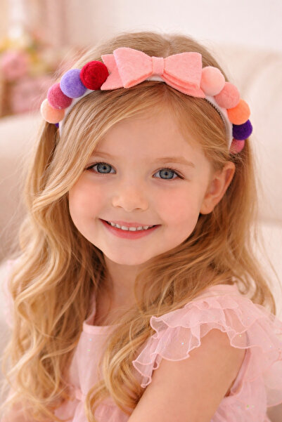 DOĞALYA Κοριτσίστικη βρεφική κορώνα με φιόγκο και πομπόν