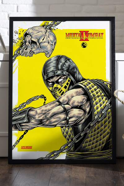 Duvarda Αφίσα Mortal Kombat με μαύρο ξύλινο πλαίσιο, διακοσμητικός πίνακας το...