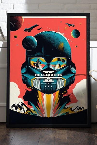Duvarda Poster Helldivers cu ramă din lemn negru, pictură decorativă de peret...