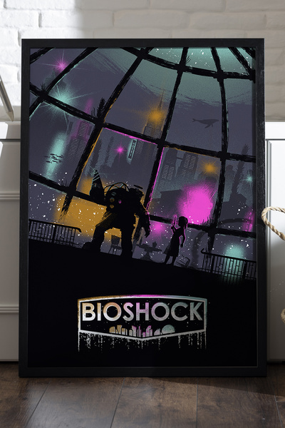 Duvarda Αφίσα Bioshock με μαύρο ξύλινο πλαίσιο, διακοσμητική ζωγραφική τοίχου...