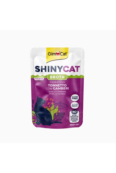 Gimcat تونا مع الروبيان بالمرق طعام رطب للقطط البالغة جيم كات شايني كات اظرف 70غ