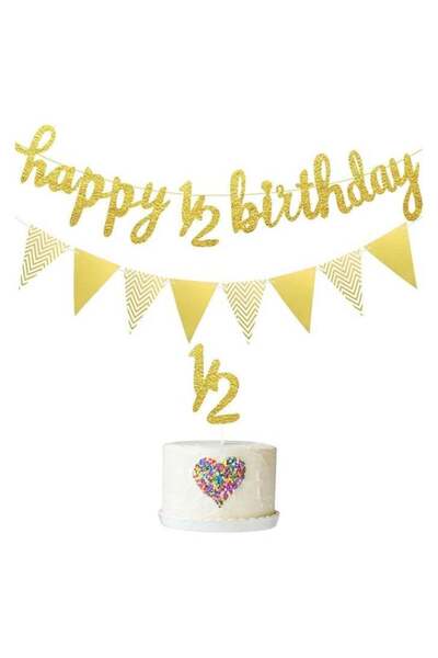 Generic 3 Pcs Half Birthday Decorations Set Include 6 Months Happy 1/2 Birthday Banner, Glitter 1/2 Half Yea