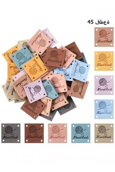Genericc 45 Pcs PU Leather Handmade Label, Colorful Handmade Tags for Crochet Items