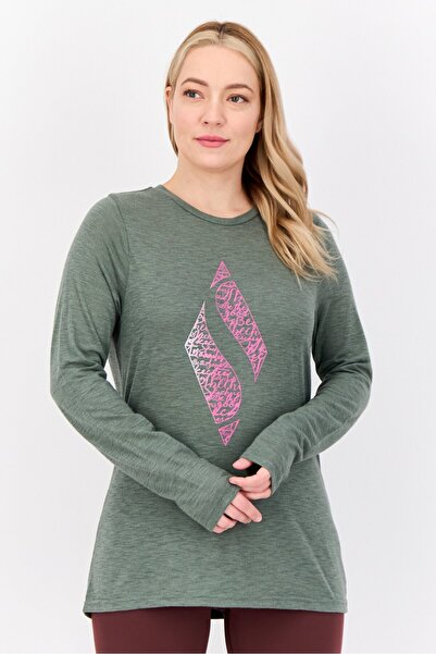 SKECHERS Women Sportswear Fit Long Sleeves Training T-Shirt, Sage Green