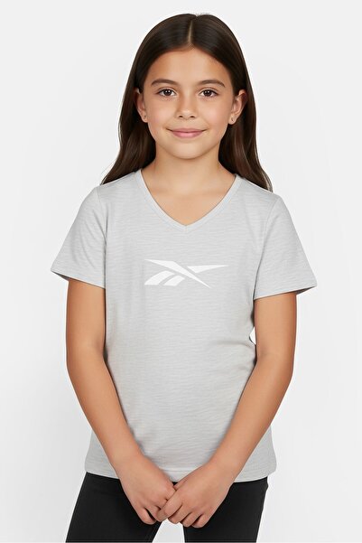 Reebok Kids Girl Sportswear Fit Short Sleeve Outdoor T-Shirt, Light Grey