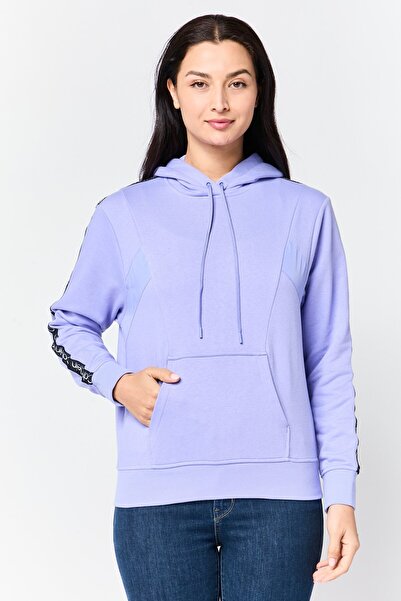Calvin Klein Women Long Sleeve Brand Logo Hoodie, Lavender