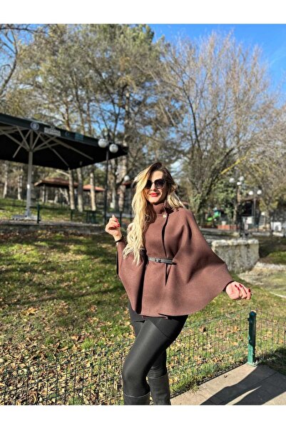 squash Kadın Kemerli Kaşe Panço