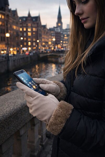 FİxTEKNO Peluşlu Dokunmatik Ekran Okuyuculu Eldiven (Su Geçirmez)