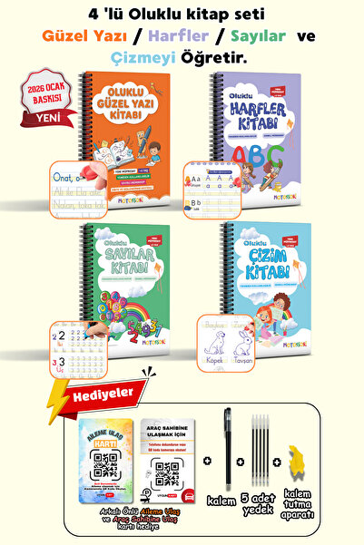 motossori Oluklu - Güzel Yazı, Harfler, Sayılar ve Çizim öğreten 4'lü Sihirli...