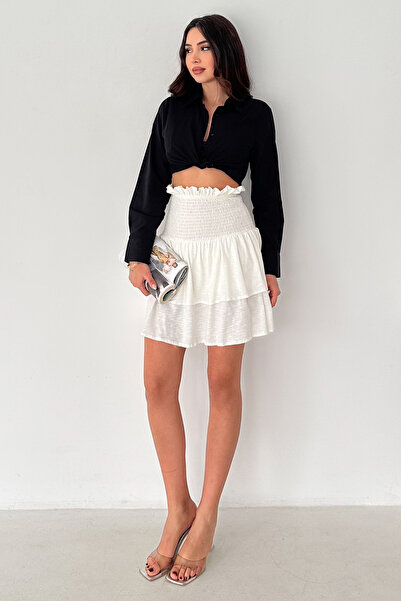 Noa&Noa Women's Layered Smock Waist Mini Short Skirt – Summer Layers