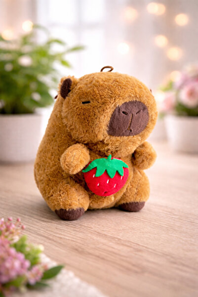 TOHA لعبة كابيبارا القطيفة ذات طابع الفراولة - هدية ناعمة من القطيفة مقاس 25 سم