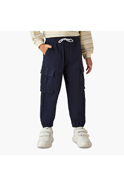 Juniors Solid Cargo Joggers with Drawstring Closure