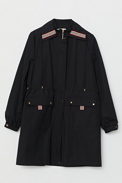 Nihan Büyük Beden Beli Büzgülü Cepli Kap Siyah