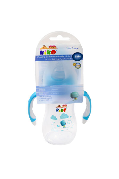 Kiko FEEDING BOTTLE WITH HANDLE 120ML WITH SILICON NIPPLE-Blue